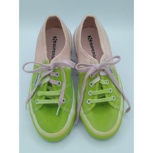 Superga Womens Shoes Variegated Light Pink Yellow Green Size 6 Summer Comfy